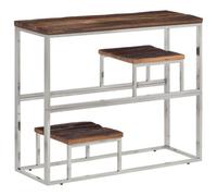 Berkfield Console Table Silver Stainless Steel And Solid Wood Sleeper