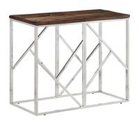 Berkfield Console Table Silver Stainless Steel And Solid Wood Sleeper