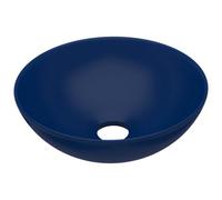 Berkfield Contemporary Bathroom Sink Ceramic Dark Blue Round