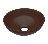 Berkfield Contemporary Bathroom Sink Ceramic Dark Brown Round