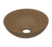 Berkfield Contemporary Bathroom Sink Ceramic Matt Cream Round