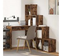 Berkfield Corner Desk Smoked Oak 101.5 X 149.5 X 149.5 Cm Engineered Wood