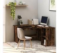 Berkfield Corner Desk Smoked Oak 120X140X75 Cm Engineered Wood
