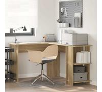 Berkfield Corner Desk With Storage Sonoma Oak 140X113,5X75Cm