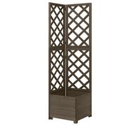 Berkfield Corner Trellis Planter Grey 40X40X150 Cm Solid Fir Wood