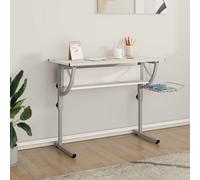 Berkfield Craft Desk White&grey 110X53X(58-87) Cm Engineered Wood&steel