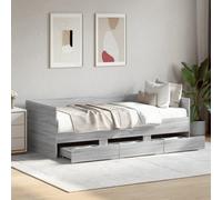 Berkfield Daybed With Drawers Without Mattress Grey Sonoma 90X200 Cm