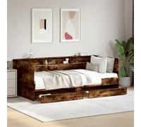 Berkfield Daybed With Drawers Without Mattress Smoked Oak 90X200 Cm