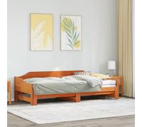 Berkfield Daybed With Trundle Without Mattress Wax Brown 90X200 Cm Solid Wood