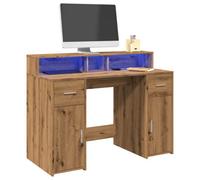 Berkfield Desk With Led Lights Artisian Oak 120X55X91 Cm Engineered Wood