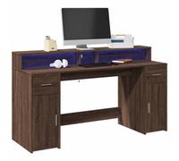 Berkfield Desk With Led Lights Brown Oak 160X55X91 Cm Engineered Wood