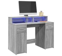 Berkfield Desk With Led Lights Grey Sonoma 120X55X91 Cm Engineered Wood