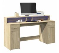 Berkfield Desk With Led Lights Sonoma Oak 160X55X91 Cm Engineered Wood