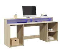 Berkfield Desk With Led Lights Sonoma Oak 200X55X91 Cm Engineered Wood