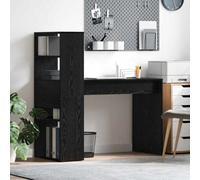 Berkfield Desk With Storage Black Oak 113X54X120 Cm Engineered Wood