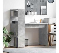 Berkfield Desk With Storage Concrete Grey 113X54X120 Cm Engineered Wood