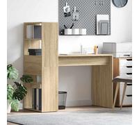 Berkfield Desk With Storage Sonoma Oak 113X54X120 Cm Engineered Wood