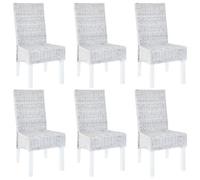 Berkfield Dining Chairs 6 Pcs Light Brown Kubu Rattan And Mango Wood