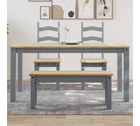Berkfield Dining Table Panama Grey 160X80X75 Cm Solid Wood Pine