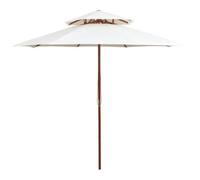 Berkfield Double Decker Parasol 270X270 Cm Wooden Pole Cream White