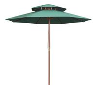 Berkfield Double Decker Parasol 270X270 Cm Wooden Pole Green