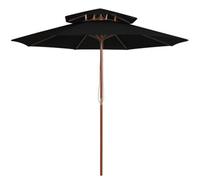 Berkfield Double Decker Parasol With Wooden Pole Black 270 Cm