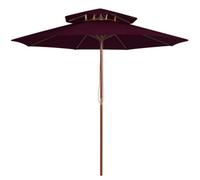 Berkfield Double Decker Parasol With Wooden Pole Bordeaux Red 270 Cm