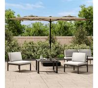 Berkfield Double-Head Garden Parasol With Leds Taupe 316X240 Cm