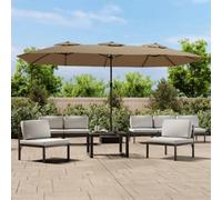 Berkfield Double-Head Garden Parasol With Leds Taupe 449X245 Cm