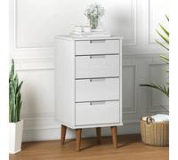 Berkfield Drawer Cabinet Molde White 40X35X82 Cm Solid Wood Pine