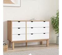 Berkfield Drawer Cabinet Otta Brown&white 111X43X73.5Cm Solid Wood Pine