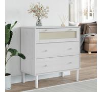 Berkfield Drawer Cabinet Senja Rattan Look White 80X40X80 Cm Solid Wood Pine