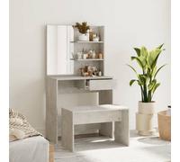 Berkfield Dressing Table Set Concrete Grey 74.5X40X141 Cm