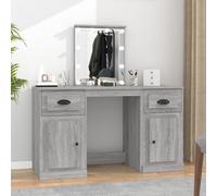Berkfield Dressing Table With Led Grey Sonoma 130X50X132.5 Cm