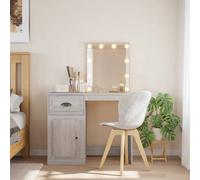 Berkfield Dressing Table With Led Lights Grey Sonoma 90X42X132.5 Cm
