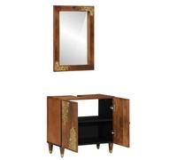 Berkfield Durable 2 Piece Bathroom Furniture Set Solid Rough Wood Mango