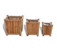 Berkfield Durable 3 Pcs Bamboo Raised Bed With Nylon Lining