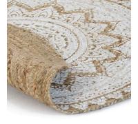 Berkfield Durable Area Rug Braided Jute Printed 210 Cm Round