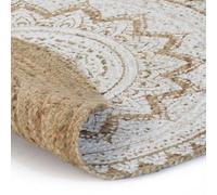 Berkfield Durable Area Rug Braided Jute Printed 240 Cm Round