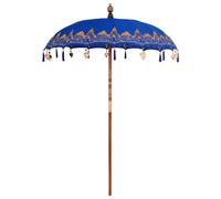 Berkfield Durable Balinese Parasol Blue (180-190) X 250 Cm Cotton And Solid Wood