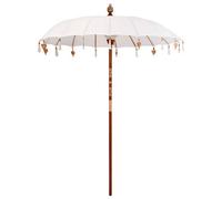 Berkfield Durable Balinese Parasol Cream (180-190) X 260 Cm Cotton And Solid Wood