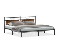 Berkfield Durable Bed Frame Without Mattress Smoked Oak 193X203 Cm Engineered Wood