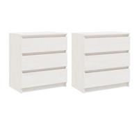 Berkfield Durable Bedside Cabinets 2 Pcs White 60X36X64 Cm Solid Pinewood