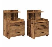 Berkfield Durable Bedside Cabinets 2 Pcs With 2 Drawers Old Wood 40X36.5X62 Cm