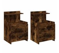 Berkfield Durable Bedside Cabinets 2 Pcs With 2 Drawers Smoked Oak 40X36.5X62 Cm