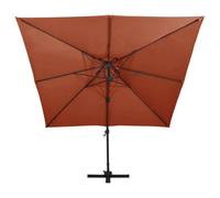 Berkfield Durable Cantilever Umbrella With Double Top 300X300 Cm Terracotta