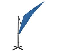 Berkfield Durable Cantilever Umbrella With Pole And Led Lights Azure Blue 250 Cm