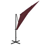 Berkfield Durable Cantilever Umbrella With Pole And Led Lights Bordeaux Red 250 Cm