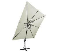Berkfield Durable Cantilever Umbrella With Pole And Led Lights Sand 300 Cm