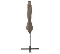 Berkfield Durable Cantilever Umbrella With Pole And Led Lights Taupe 300 Cm